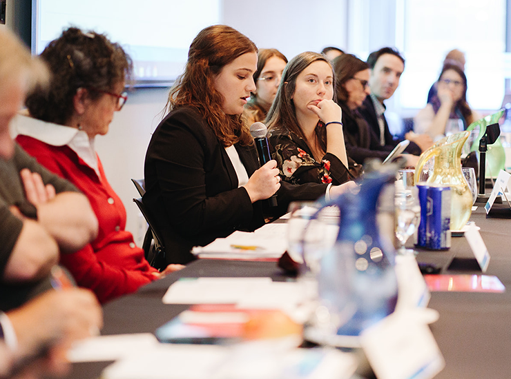 A member of the CSBE Consultation Forum expressing her views on the performance of Québec’s health-care system.